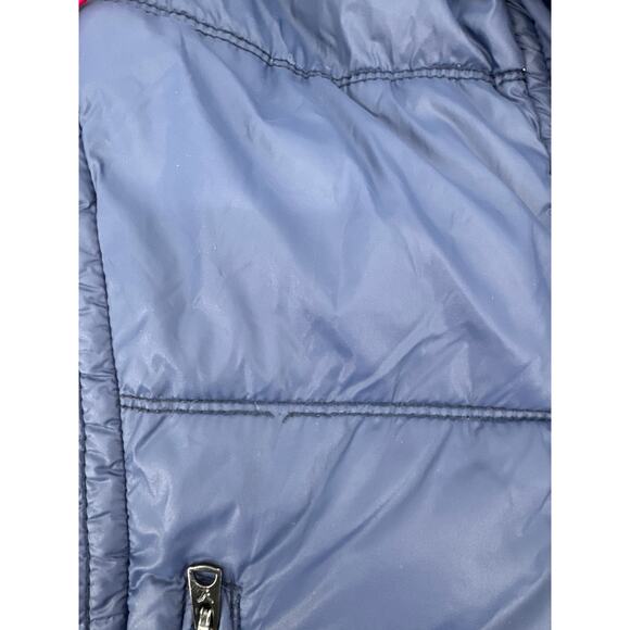 American Eagle Navy Puffer Full Zip Jacket Faux Fur Lines Sherpa Hood Size Small - Picture 5 of 9